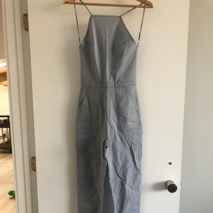 Gray blue Reformation jumpsuit.